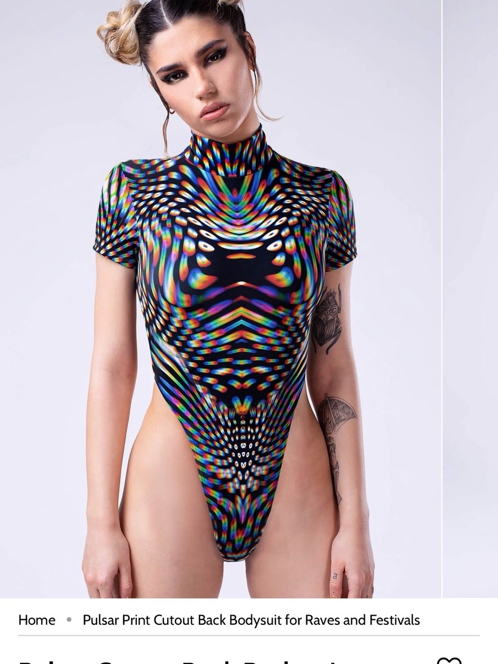 Multicolor Pulsar Print High-Cut Bodysuit - Women